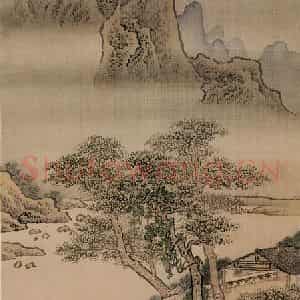 清代 袁江《秋郊来骑》国画山水作品图片鉴赏