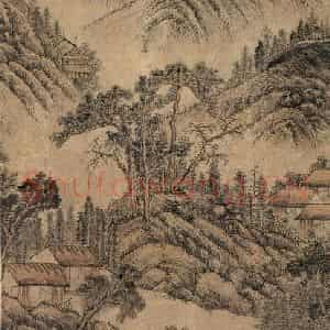 清代 袁江《摹元人笔意山水》国画山水作品图片鉴赏