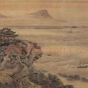 清代 袁江《观潮图》国画山水作品图片鉴赏