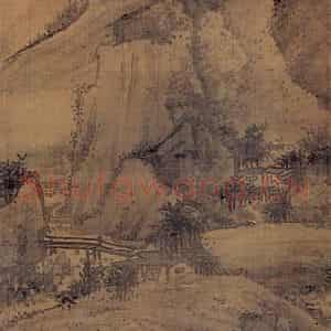 清代 袁江《独坐看山》国画山水作品图片鉴赏