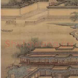 清代 袁江《山水阁楼图屏》国画山水作品图片鉴赏