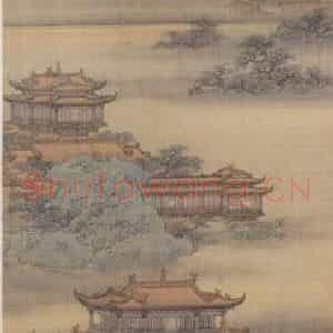 清代 袁江《山水阁楼图屏》国画山水作品图片鉴赏