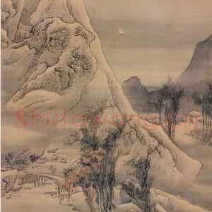 清代 袁耀《温庭筠诗意图》国画山水作品图片鉴赏