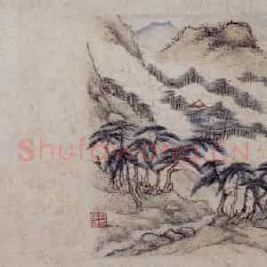 明代 郭存仁《金陵八景图卷》国画山水工笔作品图片鉴赏