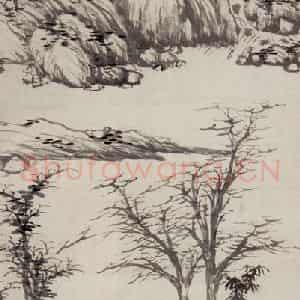 明代 沈周《溪山秋色图轴》国画山水工笔作品图片鉴赏
