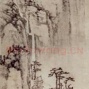 明代 陈焕《秋山清兴图轴》国画山水工笔作品图片鉴赏