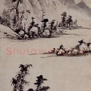 明代 李流芳《秋林亭子图轴》国画山水工笔作品图片鉴赏