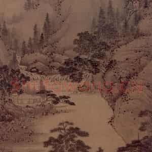 明代 关思《溪桥斜照图轴》国画山水工笔作品图片鉴赏