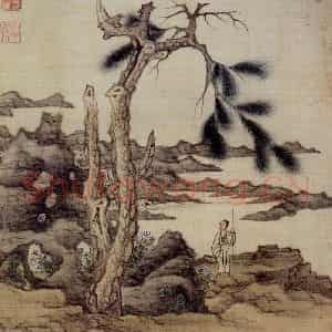 明代 陈洪绶《山水图册》国画山水工笔作品图片鉴赏