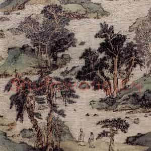 明代 文征明《万壑争流图轴》国画山水工笔作品图片鉴赏