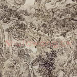 明代 谢时臣《仿王蒙山水图轴》国画山水工笔作品图片鉴赏