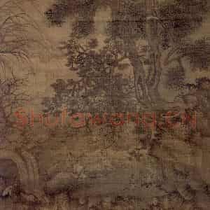 明代 谢时臣《春山对弈图轴》国画山水工笔作品图片鉴赏