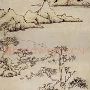 明代 文嘉《溪山亭水图轴》国画山水工笔作品图片鉴赏