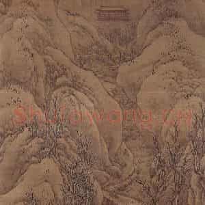明代 宋旭《关山雪月图轴》国画山水工笔作品图片鉴赏
