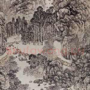 明代 吴彬《丛嶂层峦图轴》国画山水工笔作品图片鉴赏