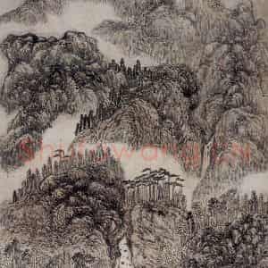 明代 吴彬《丛嶂层峦图轴》国画山水工笔作品图片鉴赏