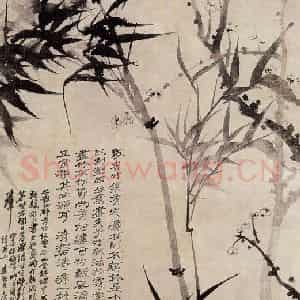 清代 原济《灵谷探梅图》国画花鸟作品图片鉴赏