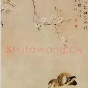 清代 华碞《桃花鸳鸯图》国画花鸟作品图片鉴赏