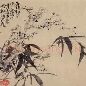 清代 李鳝《花卉山水图》国画花鸟作品图片鉴赏