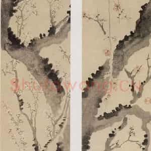 清代 金农《梅花图对》国画花鸟作品图片鉴赏