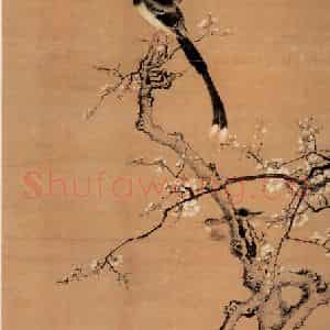 清代 沈铨《梅花绶带图》国画花鸟作品图片鉴赏