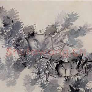 清代 虚谷《花鸟水族图册》国画花鸟作品图片鉴赏