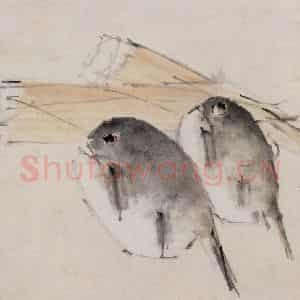 清代 虚谷《花鸟水族图册》国画花鸟作品图片鉴赏