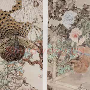 清代 任预《花鸟四条屏》国画花鸟作品图片鉴赏