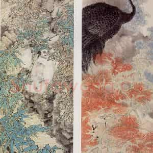 清代 任预《花鸟四条屏》国画花鸟作品图片鉴赏