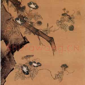 明代 王维烈《菱塘哺雏图》国画花鸟作品图片鉴赏