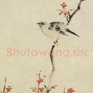 明代 蓝瑛《古木文禽图》国画花鸟作品图片鉴赏
