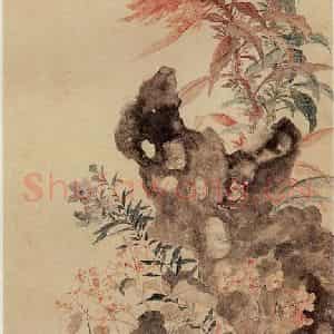 清代 恽寿平《锦石秋花图》国画花鸟作品图片鉴赏
