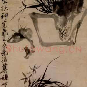 清代 李方膺《盆兰》国画花鸟写意作品图片鉴赏