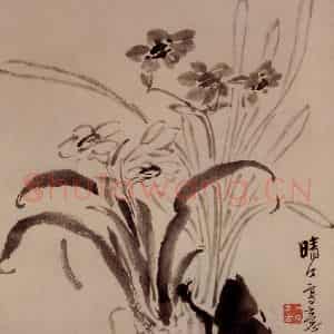 清代 李方膺《水仙》国画花鸟写意作品图片鉴赏