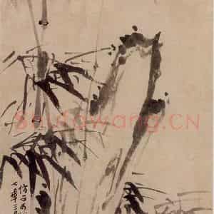 1742年 李方膺《竹石图》国画花鸟写意作品图片鉴赏