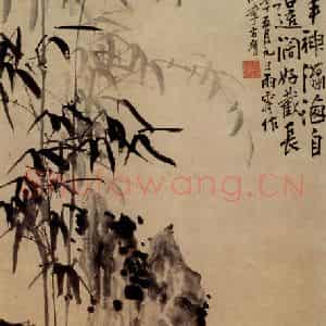 1743年 李方膺《竹石图》国画花鸟写意作品图片鉴赏
