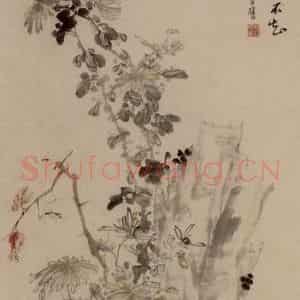1746年 李方膺《花卉四条屏》国画花鸟写意作品图片鉴赏