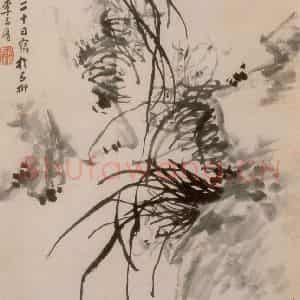 1751年 李方膺《兰石图》国画花鸟写意作品图片鉴赏