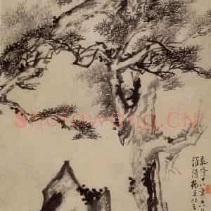 1753年 李方膺《松石图》国画花鸟写意作品图片鉴赏