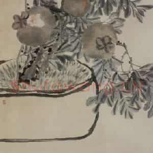 清代 赵之谦《盆榴图》国画花鸟作品图片鉴赏