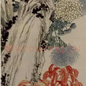 清代 赵之谦《菊花雁来红》国画花鸟作品图片鉴赏