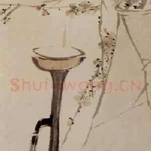 清代 赵之谦《瓶梅灯鼠图》国画花鸟作品图片鉴赏