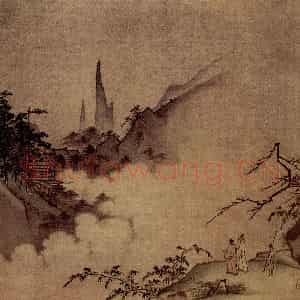 南宋 夏圭《云峰远眺图》国画山水作品图片鉴赏