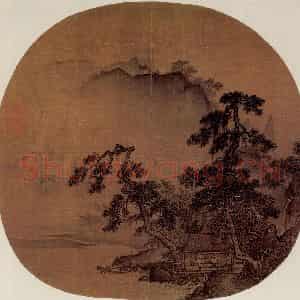 南宋 夏圭《观瀑图》国画山水作品图片鉴赏