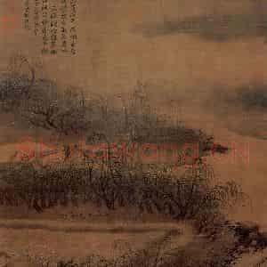 南宋 夏圭《西湖柳艇图》国画山水作品图片鉴赏