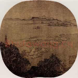 南宋 夏圭《钱塘秋潮图》国画山水作品图片鉴赏