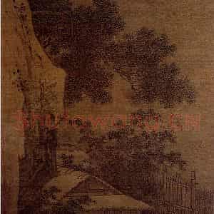 南宋 李唐《雪窗读书图》国画山水作品图片鉴赏