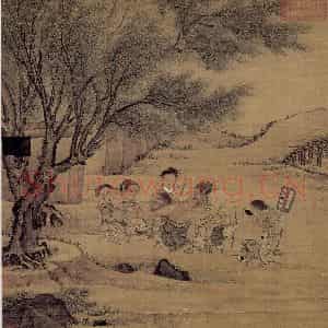 南宋 李唐《村医图》国画山水作品图片鉴赏