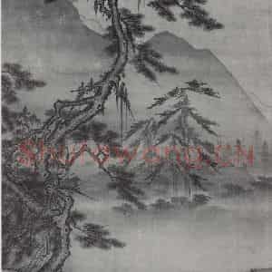 南宋 马远《松涧吟月图》国画山水作品图片鉴赏