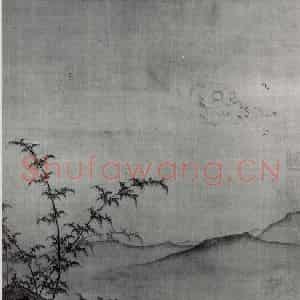 南宋 马远《月夜拨阮图》国画山水作品图片鉴赏
